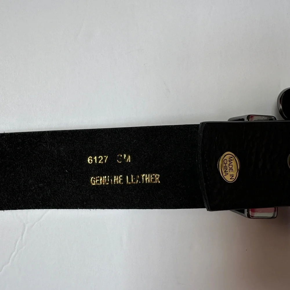 Black Embossed Genuine Leather‎ Belt Sz Large 38”